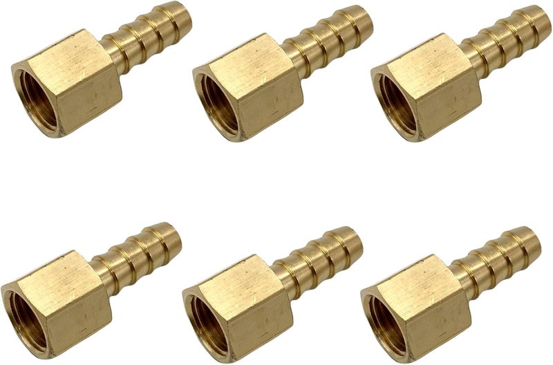 Bumugufu 6 Pcs Brass Hose Barb Fittings, 1/4 Inch NPT Female to 5/16 Inch Hose ID Barb Air Hose Fitting Adapter Connectors for Compressor, Fuel, Oil, Gas - Image 5